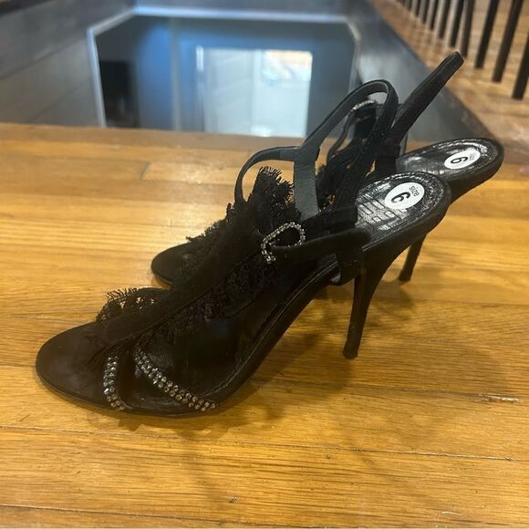 Givenchy Suede Leather Lace Stiletto Sandals Pump with Rhinestones - Picture 7 of 10